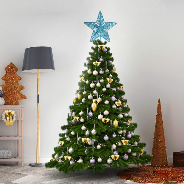 IMIKEYA Christmas Star Tree Topper: Glittered Christmas Tree Topper Metal 3D Hollow Tree Topper Christmas Treetop Star Tree Topper for Christmas Tree Decoration Home Bar Office Decor (Blue)