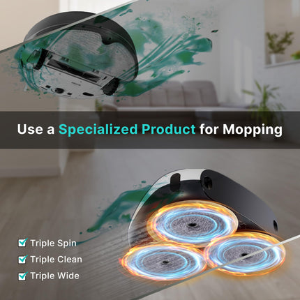 Everybot Threespin Robot Mop Ultra Quiet Smart Mopping Robot Cleaner Only Powerful Stylish 3 Spin Wet Mop For Hard Floor & Tile Cleaning With Remote Control Large Water Tank