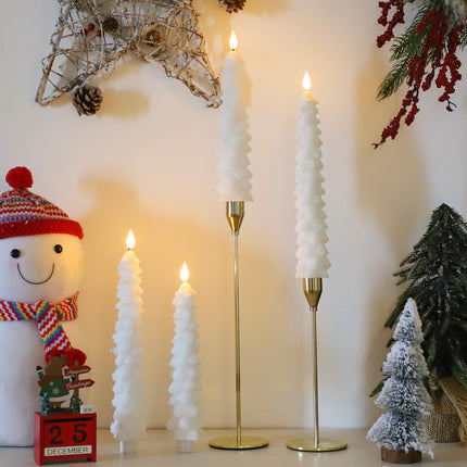 4 Pcs Flameless Candles with Remote, Christmas Tree Candles, Battery Operated Candlestick, Flickering LED Christmas Window Candles Real Wax Taper Candlesticks White