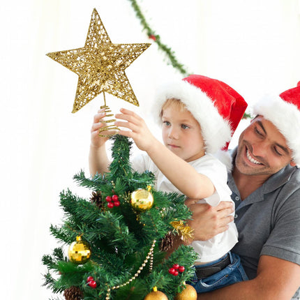 Christmas Tree Topper Christmas Tree Star Gold Star Tree Topper Metal Glitter Christmas Star Xmas Tree Topper for Christmas Trees Decorations 10 Inch