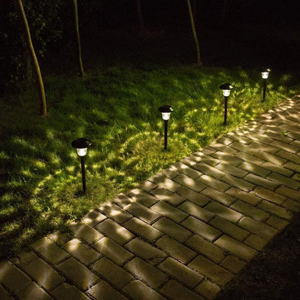 Beau Jardin 8 Pack Solar Pathway Lights Color Changing + Bright White Outdoor Garden Stake Glass LED Stainless Steel Waterproof Landscape Path Lighting for Yard Walkway Driveway Outside Black
