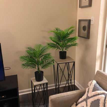 Aveyas 28 inch Fake Table Palm Tree, Faux Small Potted Plant Artificial Silk Tropical Areca Trees for Indoor Outdoor House Living Room Office Desk Tabletop Home Decor (28 in)