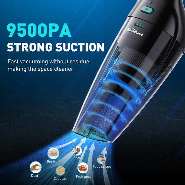 Car Vacuum Cleaner, Handheld Vacuum Cordless Rechargeable 9500Pa With Charging Dock, Portable Hand Vacuum For Pet Hair Car And Home Cleaning