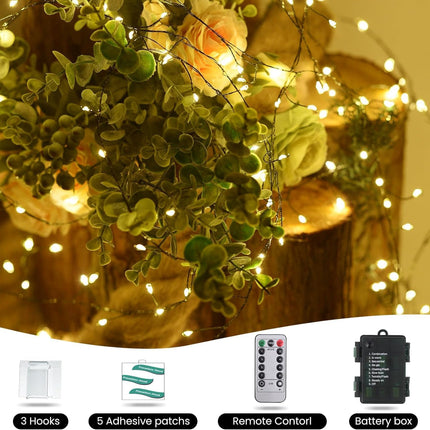 Dailyart 6feet 120 LED Starry Lights, Battery Operated Waterproof Dark Green Copper Wire Fairy Light String Light for Garland, Wreath, Patio, Garden, Wedding, Party, Xmas