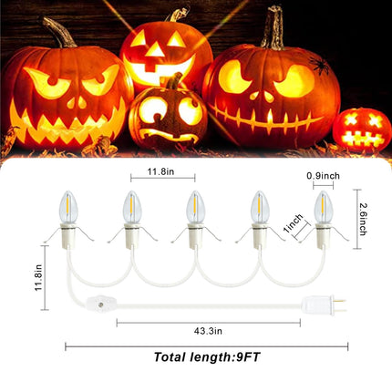C7 String Bulbs Christmas Village Light Accessory Cord 5 Base with 5 LED Light Bulb Universal Clip White Cord with On/Off Spare Fuse Switch Plugs for Decorations Christmas Village House