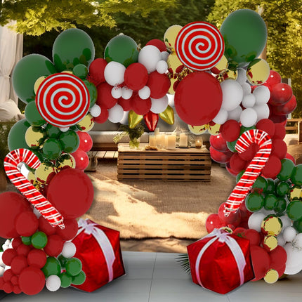 Christmas decorations Set,153 Pcs Red Golden Green Christmas Balloon Arch Garland Kit, Birthday Banners, Suitable for Children And Adults Grinchmas Birthday Partie