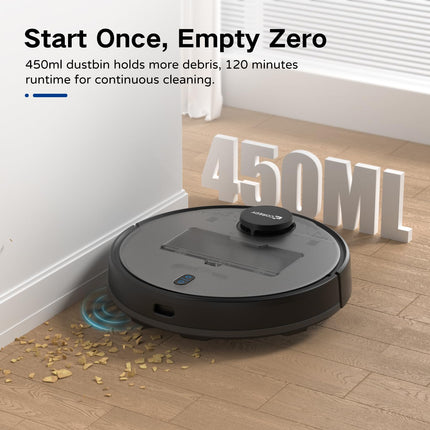 Coredy Sl200 Robot Vacuum, Cuttingedge Laser Navigation, 2600Pa Turbo Suction, 450Ml Dustbin, 120Mins Runtime, Mapping X 5, Wifialexa Robotic Vacuum Cleaner, Cleans Floors And Carpets, Pets Hair