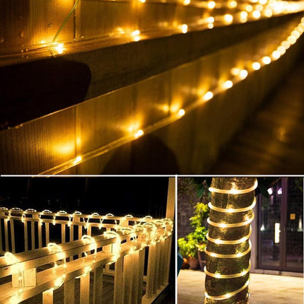 Solar Christmas Lights Outdoor 66 Feet 200 LED Solar Rope Lights with USB Rechargeable 8 Lighting Modes Solar Powered Fairy Lights IP65 Waterproof for Tree Party Garden Wedding Christmas Decorations