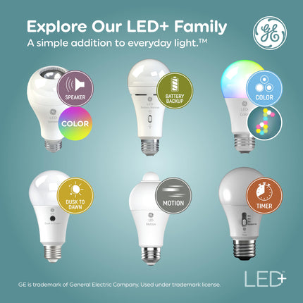 GE LED+ Motion Sensor LED Light Bulbs, 12W, Outdoor Security Lights, A21 Bulbs, Warm White, Great Christmas s for Men, Holiday for Women, Perfect Dad s (2 Pack)