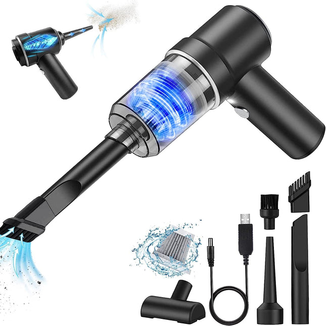 Car Vacuum Cleaner Cordless,Handheld Vacuum Wireless &Air Duster ,Hand Held Vacuuming With 9000Pa Suction 120W High Power, Portable Mini Vacuum Cleaner With Led Light For Carhomeofficeblack