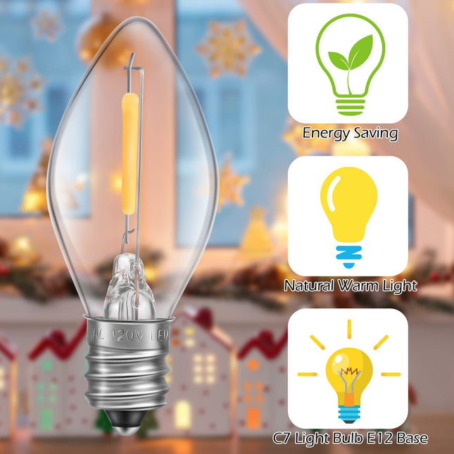 Meonum Accessory Cord with 9 LED Light Bulb, 18ft Christmas Village Lights Cord with Dimmer Switch, C7 Blow Mold Lights for Christmas Village Houses, Halloween Pumpkin Holiday Crafts Decoration, White