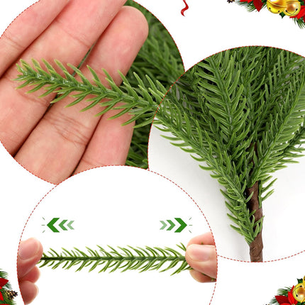 8PCS 18.5 inches Christmas Norfolk Pine Branches, Artificial Norfolk Pine Branches Faux Greenery Pine Stem, Norfolk Pine Picks for Garland Wreath Xmas and Home Garden Decor