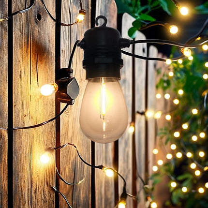 S14 LED 25FT Patio Outdoor String Lights, 8+1 Shatter-Proof LED Bulbs, Hanging Backyard Lights, for Outdoor terraces, Backyard Garden Balcony Decorations, Small Restaurants, and Commercial uses