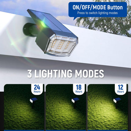 Solar spotlights Outdoor 63 LED 3 Lighting Modes, IP65 Waterproof Lighten Yard Garden House Garage Pathway for Christmas Decorations-4 Pack