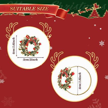 KPOSIYA 16pcs Christmas Wreath Napkin Rings Set of 8 and 8 Christmas Napkins Cloth, Napkins holdes for Dinning Table Setting Decoration, Xmas Dinner Tables Rings for Winter Party