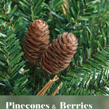 9FT Christmas Garland with Pine Cones, Prelit Christmas Garland Greenery Outdoor Lighted Pine Garland, Mantle Garland Christmas Holiday Decoration Indoor