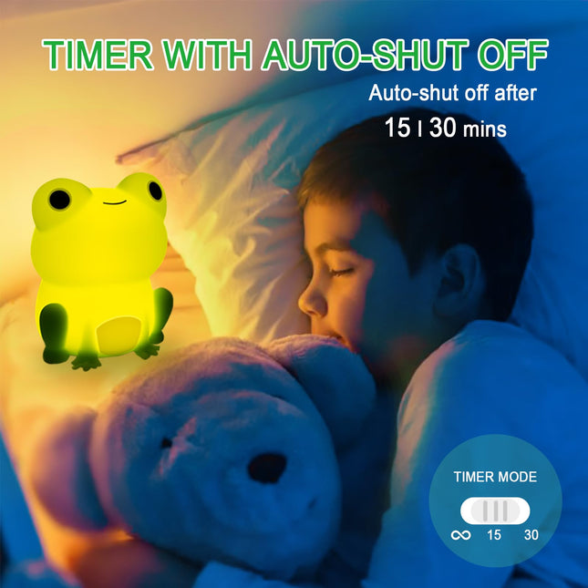 Night Light for Kids, Cute Frog Night Lamp Bedroom Nightlight for Girls Boys Teens, USB Rechargeable Silicone Animal Nightlight Christmas Birthday s, Room Decor