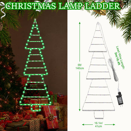 Christmas Decoration Lights, 4.8ft LED Ladder Lights, Christmas Hanging Lights, 8 Light Modes Plug-in Waterproof Christmas Lights for Indoor Outdoor, Wall, Window, Garden - Green