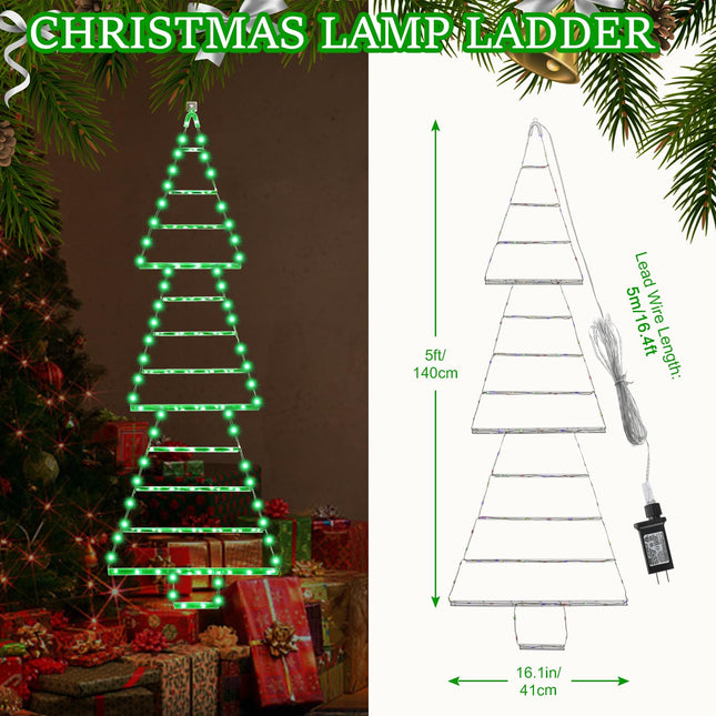 Christmas Decoration Lights, 4.8ft LED Ladder Lights, Christmas Hanging Lights, 8 Light Modes Plug-in Waterproof Christmas Lights for Indoor Outdoor, Wall, Window, Garden - Green