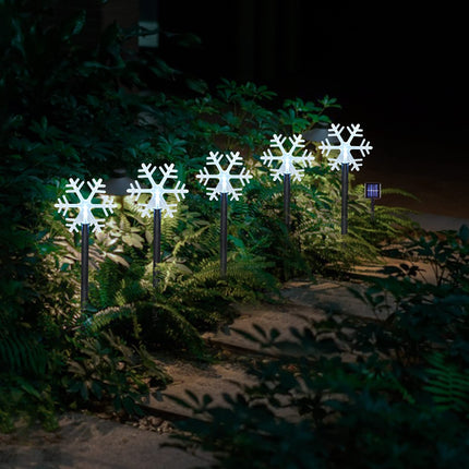Snowflake Solar Pathway Lights Outdoor Stake Lights Solar-Powered Waterproof Christmas Decoration for Garden, Walkways, Path, Yard (5-Pack)