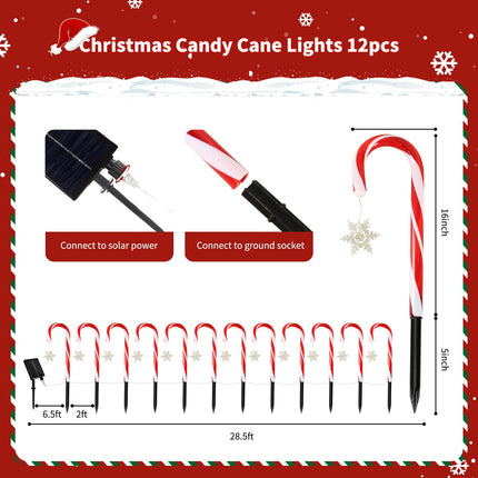 21" Candy Cane Christmas Decorations Outdoor 12 Packs Jumbo Candy Cane Pathway Lights 8 Modes LED Outdoor Candy Cane Decorations Christmas Pathway Lights for Party Patio Garden Lawn Yard Decor