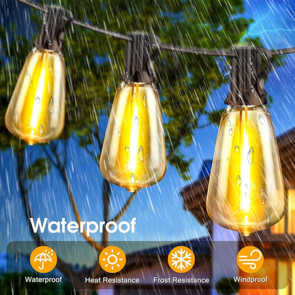 Outdoor String Lights for Patio, 100ft Waterproof Shatterproof Hanging Lights with Remote, Dimmable Outside Lighting for Porch Deck Garden Backyard