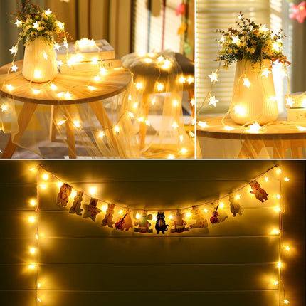 YoTelim Star String Lights Battery Operated，Water Proof 33FT 100 LED Fairy Christmas Lights 8 Modes with Remote Control, for Home, Party, Wedding, Garden Decoration Warm White