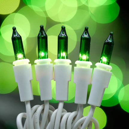 200 Count Green Christmas Lights, Pack of 2 Strands 100 Count 33 ft White Wire UL Listed Holiday String Light (Green)