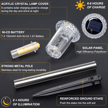 Solar Lights Outdoor Ip65 Waterproof Solar Pathway Lights Stainless Steel Outdoor Solar Lights For Yard Patio Lawn Walkway
