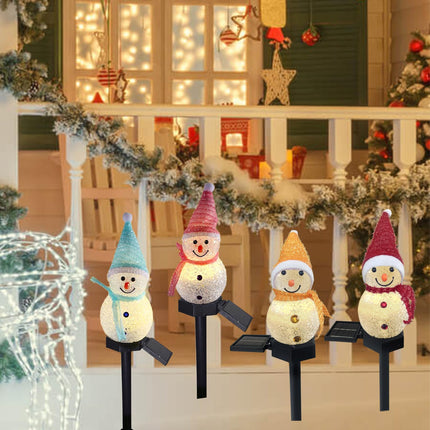 Solar Christmas Snowman Pathway Lights, 4 PCS Snowman Xmas Lights with Stake Snowman Santa Lights Christmas Outdoor Decoration for Garden Patio Yard Porch (Snowman A)