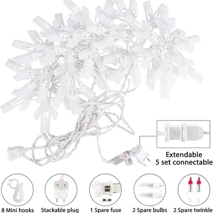 Snowflake Christmas String Lights with 9 Drops - 13ft 150 Mini Bulb Icicle Lights with Clips, Plug-in Connectable Hanging Lights for Front Porch House Tree Pation Decor Holiday Décor