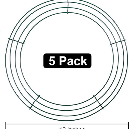 URATOT Wire Wreath Frame Round Christmas Dark Green Wreath Frame Metal DIY Floral Crafts Wire Wreath Ring Round for Year Thanksgiving Valentines Day Decorations (5, 12 inch)