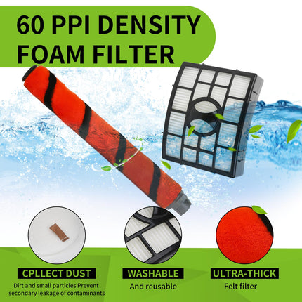 Parts For Shark Apex Duoclean Az1002 Az1000W Ax950 Ax951 Ax952 Vacuum Cleaner,1 Pack Soft Brush Roller, 2 Pack Hepa Filters & 2 Pack Foam Filters