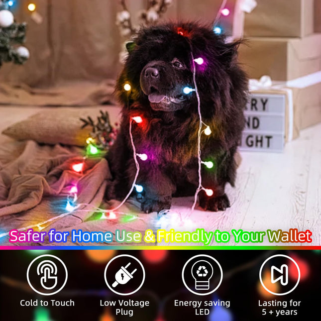 120 LED String Lights 40ft, 8 Lighting Modes Plug in Fairy String Lights for Bedroom Classroom Patio Garden Wedding Party Christmas Tree Outdoor Indoor Decorations Multicolor
