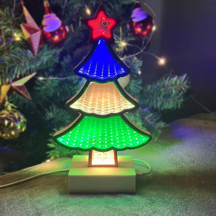 Table Top Christmas Tree,Infinity Christmas 3D Tree Decor, USB Or Battery Operated Small Christmas Light Up Tree Decor for Christmas Decoration