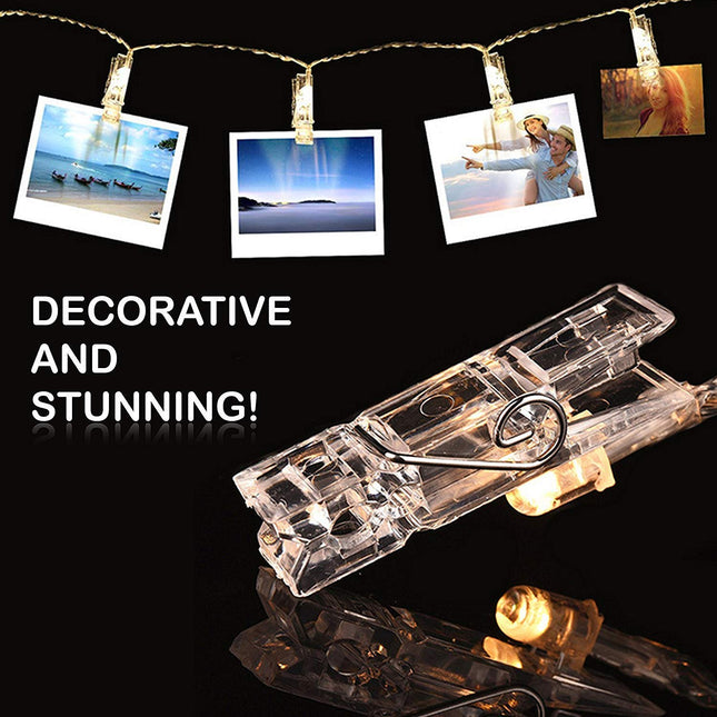 LiyuanQ 40 LED Photo Clip String Lights with Remote, 8 Modes Indoor Fairy String Lights for Hanging Photos Pictures Cards and Memos, Ideal for Bedroom Decoration (USB Operated, Warm White)