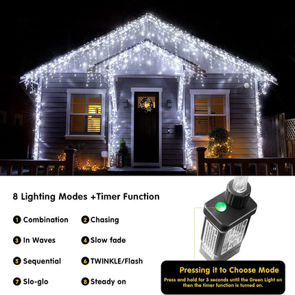 Led Christmas Lights Outdoor Christmas Decorations Hanging Lights 400LED 8 Modes 75 Drops, Outdoor Indoor Fairy String Lights for Christmas Party, Holiday, Wedding Decorations (CoolWhite)