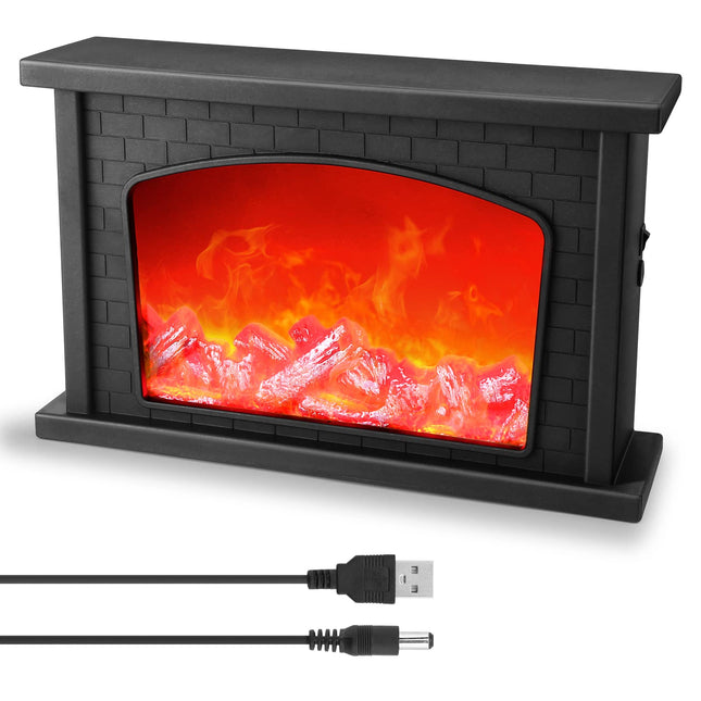 Fireplace Lights, IMAGE Fireplace Lantern LED Flame USB/Battery Powered, Flameless Fire Light for home Decor, Christmas Ornaments