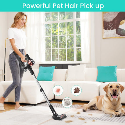 Belife S10 Cordless Vacuum Cleaner, Stick Vacuum Cleaners For Home Carpet And Hardwood Floor, Household Wireless Vacuum For Pet Hair, 28Kpa Powerful Digital Motor, Up To 40Min Runtimesilver White