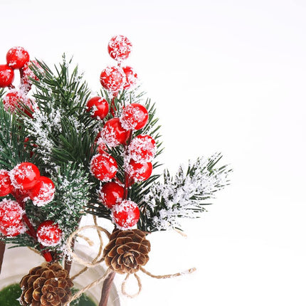 10 Pcs Christmas Berries Pine Cones for DIY Crafts-Christmas Tree Picks Spray Evergreen Artificial Pine Branches Holly Stem,Xmas Garland Décor, Wrap Embellishment (Red)