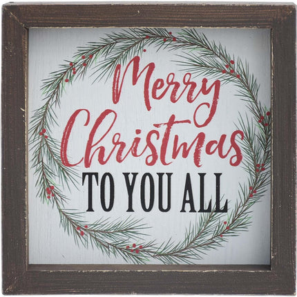 Paris Loft Christmas Sign, Merry Christmas to You All, Framed Wooden Tabletop or Wall Decor, Christmas Wreath, Buffalo Check, Farmhouse Christmas Sign