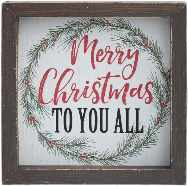 Paris Loft Christmas Sign, Merry Christmas to You All, Framed Wooden Tabletop or Wall Decor, Christmas Wreath, Buffalo Check, Farmhouse Christmas Sign