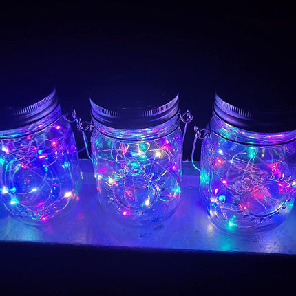2 Pack Multi Color Led Fairy Lights Battery Operated String Lights Waterproof Silver Wire 7 Feet 20 Led Firefly Starry Moon Lights for DIY Wedding Party Bedroom Patio Christmas