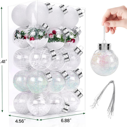 FestiveBliss Christmas Ball Ornaments, 2.36 Inch Clear Christmas Balls 30 Packs for Christmas Tree & Wreath Decor, Shatterproof Christmas Decorations Ornaments, Xmas Plastic Ornaments, Hanging Ball