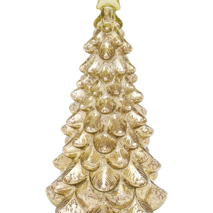 Mercury Glass Christmas Tree 11 Inches Battery Operated Timer Lighted Gold Xmas Star Trees Decorations Table Top Centerpiece Mantel Window Home Decor