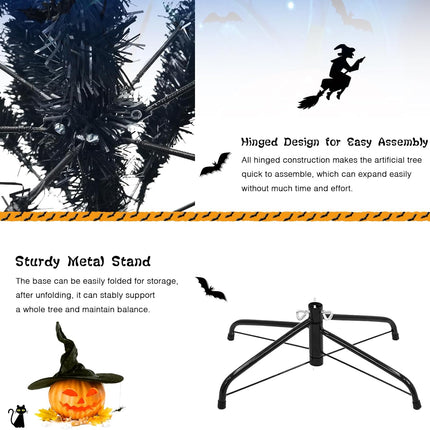 BDL 6.5ft Artificial Black Christmas Tree Outdoor Bendable Black Christmas Tree Halloween Tree for Home, Office, Outdoor, Indoor Decor