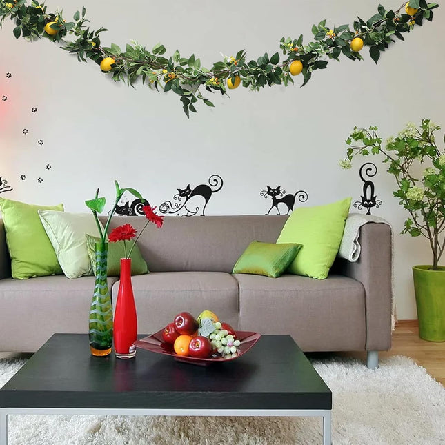 6 Ft Artificial Lemon Garland, Spring Greenery Garland with Lemons and Flowers, Summer Fruit Garland Wreath for Front Door Wall Table Wedding Decor