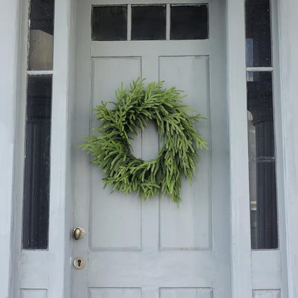 Real Touch Norfolk Pine Wreath - 24" Artificial Christmas Wreath Faux Pine Green Wreath for Front Door, Wall, Windows, Xmas Decoration
