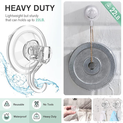 VIS'V Wreath Hanger, Large Clear Heavy Duty Suction Cup Wreath Hooks 22 LB Removable Strong Window Glass Door Suction Cup Wreath Holder for Halloween Christmas Wreath Decorations - 4 Pcs
