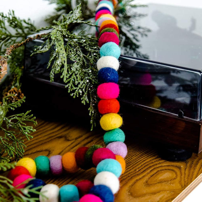 Colorful Felt Ball Garland 9 Ft Pom Pom Garland Spring Garland for Mantle, Wall, Table Centerpiece 100% Wool Felt Garland for Easter, Birthday, Christmas Decor Boho Rainbow